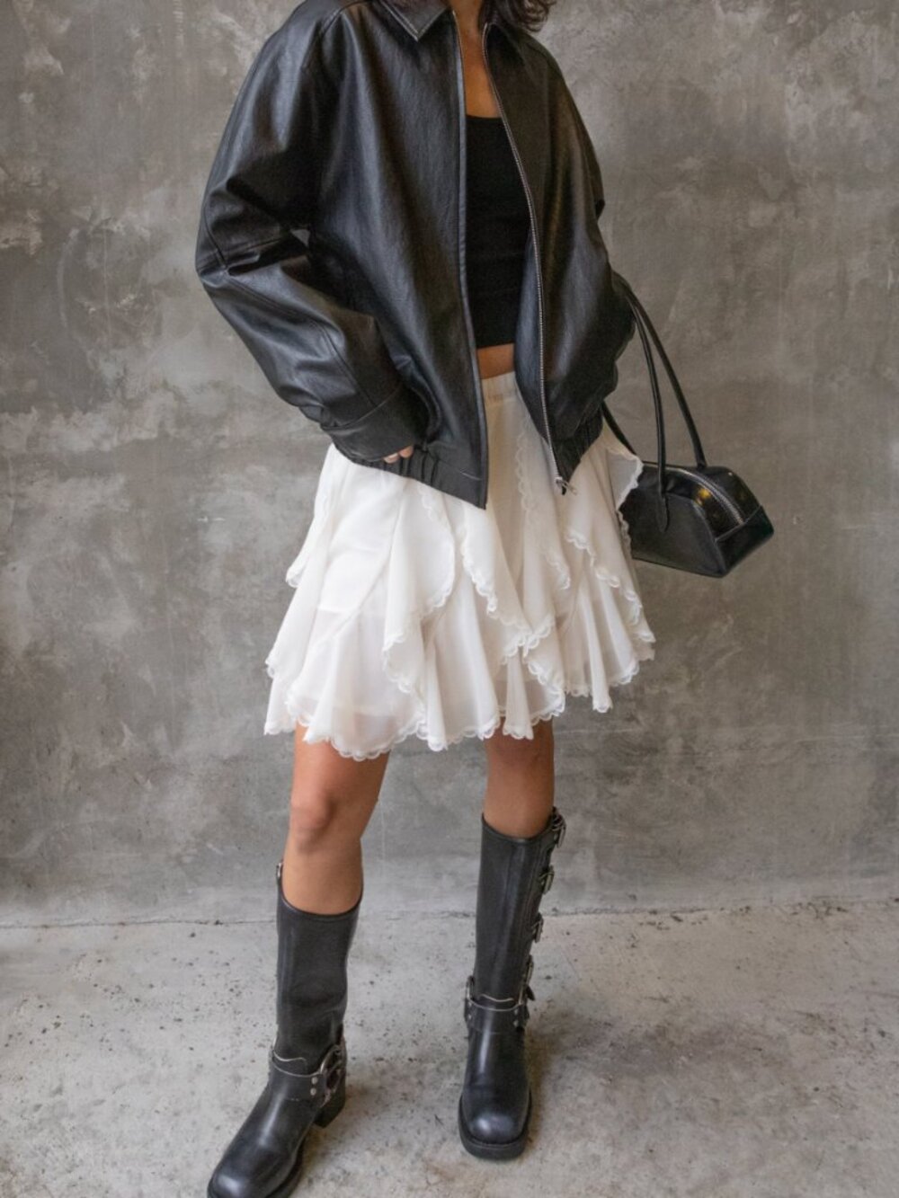 OAK + FORT Lace Ruffle Mini Skirt